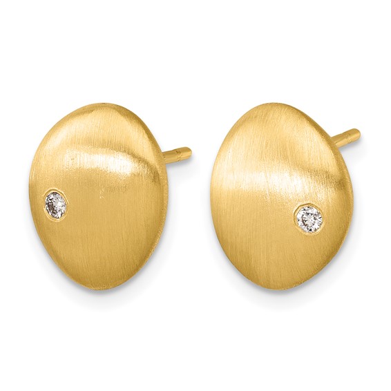 Herco 14K Polished and Satin Diamond Button Post Earrings