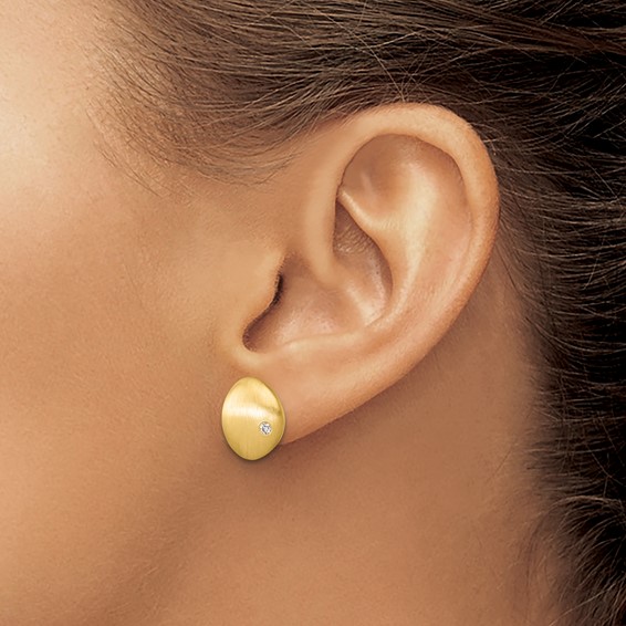 Herco 14K Polished and Satin Diamond Button Post Earrings