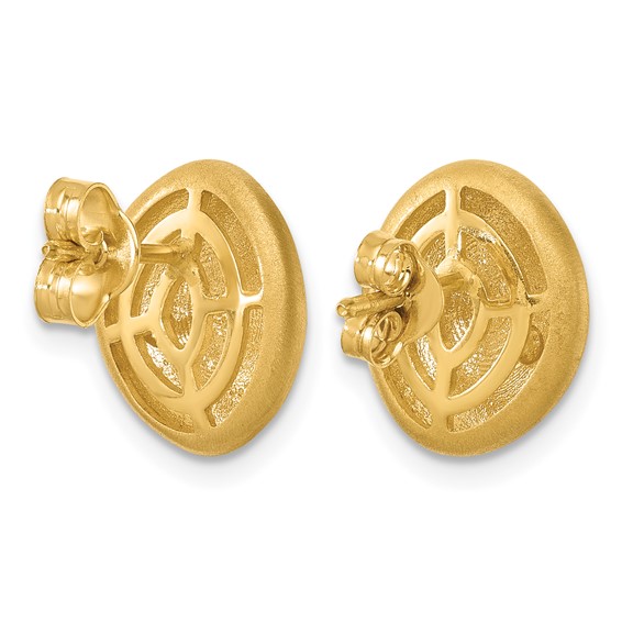 Herco 14K Polished and Satin Diamond Button Post Earrings