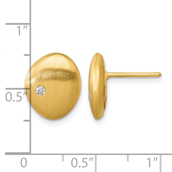 Herco 14K Polished and Satin Diamond Button Post Earrings