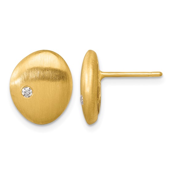 Herco 14K Polished and Satin Diamond Button Post Earrings