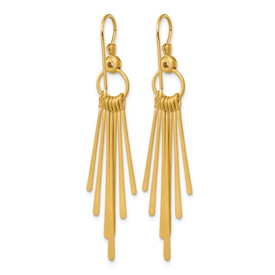 Herco 14K Polished and Satin Diamond Circle with Dangling Strips Shephard Hook Dangle Earrings