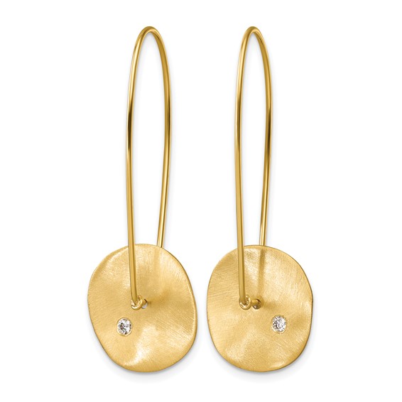 Herco 14K Polished and Satin Diamond Disc Threader Earrings