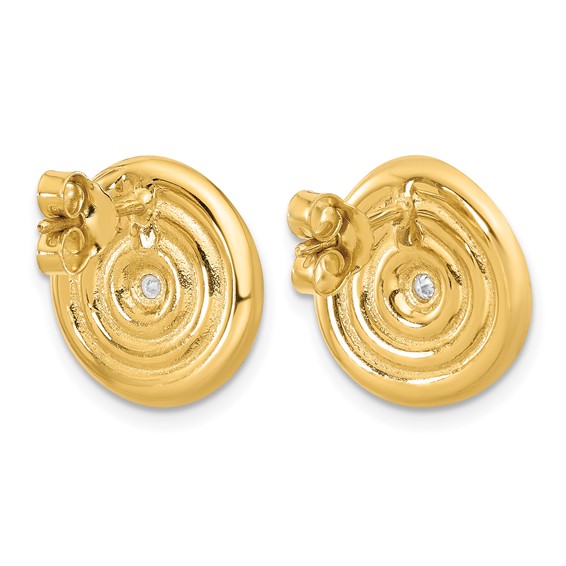 Herco 14K Polished and Textured Diamond Swirl Disc Post Earrings