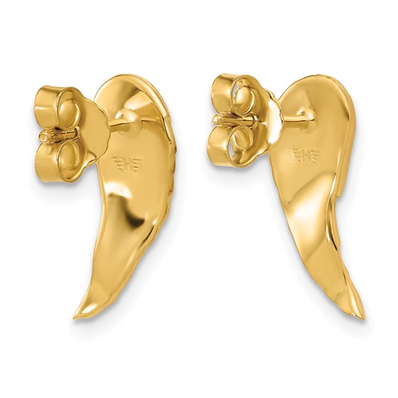 Herco 14K Polished and Textured Angel Wing Post Earrings