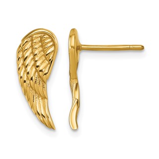 Herco 14K Polished and Textured Angel Wing Post Earrings
