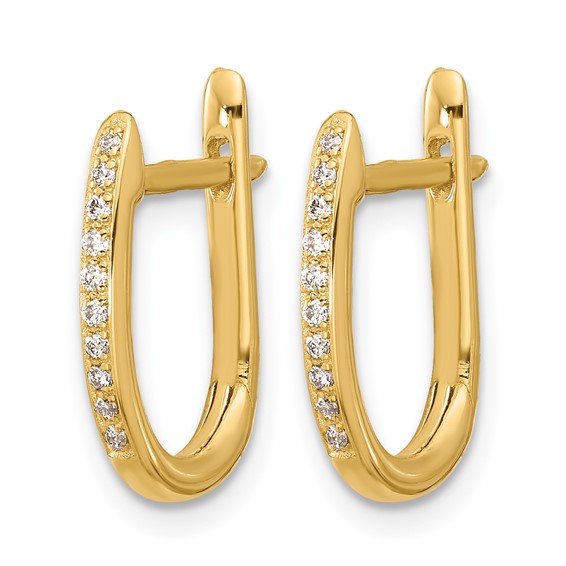Herco 14K Polished Diamond Oval Hinged Hoop Earrings