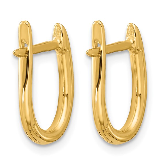 Herco 14K Polished Diamond Oval Hinged Hoop Earrings