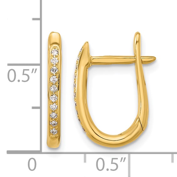 Herco 14K Polished Diamond Oval Hinged Hoop Earrings
