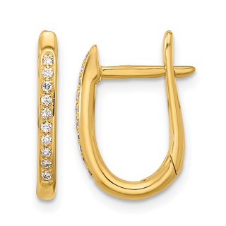 Herco 14K Polished Diamond Oval Hinged Hoop Earrings
