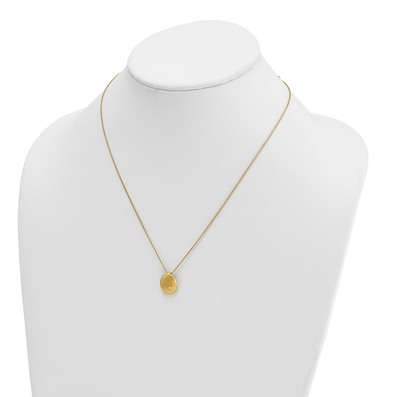 Herco 14K Satin Diamond Pendant 16.5 Inch with 2 Inch Extension Necklace