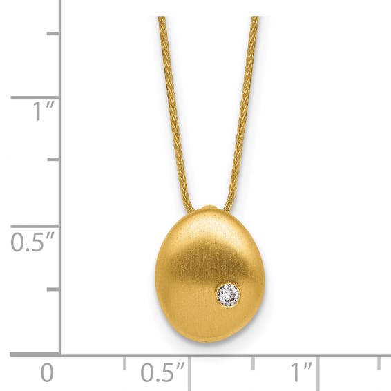 Herco 14K Satin Diamond Pendant 16.5 Inch with 2 Inch Extension Necklace