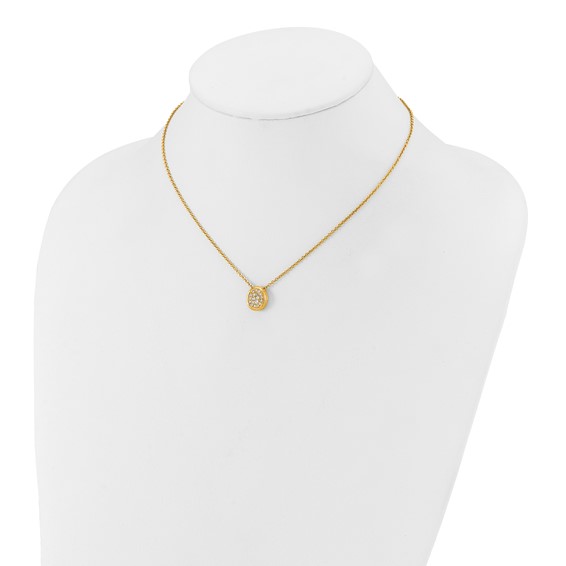 Herco 14K Textured Diamond Oval 16 Inch with 2 Inch Extension Necklace