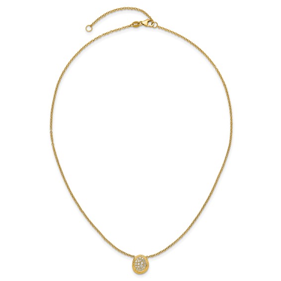 Herco 14K Textured Diamond Oval 16 Inch with 2 Inch Extension Necklace