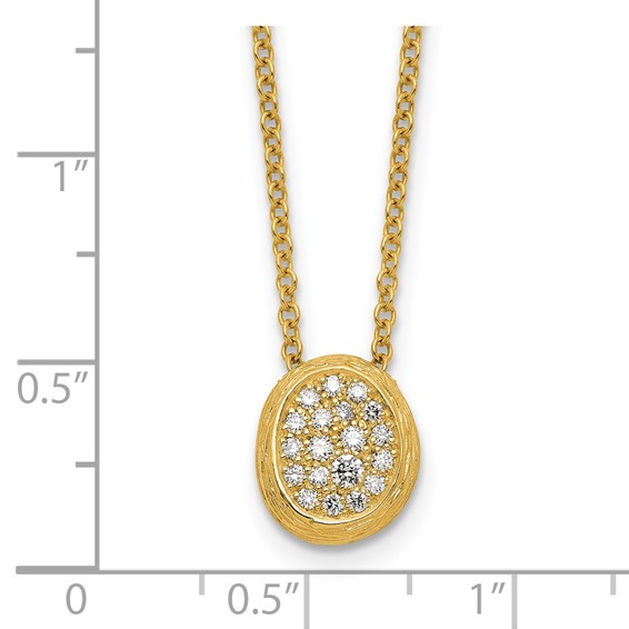 Herco 14K Textured Diamond Oval 16 Inch with 2 Inch Extension Necklace