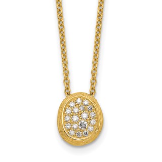 Herco 14K Textured Diamond Oval 16 Inch with 2 Inch Extension Necklace