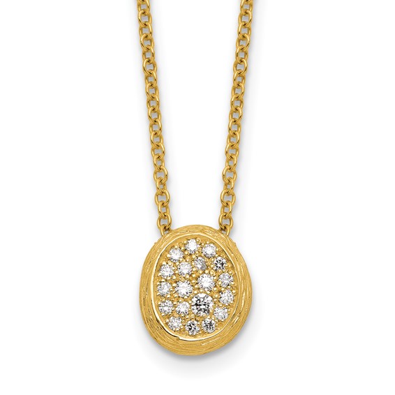 Herco 14K Textured Diamond Oval 16 Inch with 2 Inch Extension Necklace