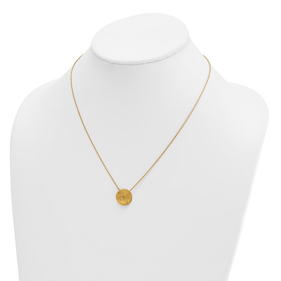 Herco 14K Satin Diamond Disc 16 Inch with 2 Inch Extension Necklace