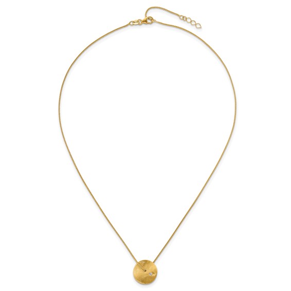 Herco 14K Satin Diamond Disc 16 Inch with 2 Inch Extension Necklace