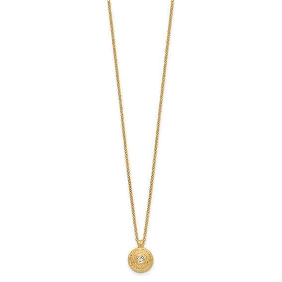 Herco 14K Textured Diamond Round 16 Inch with 2 Inch Extension Necklace