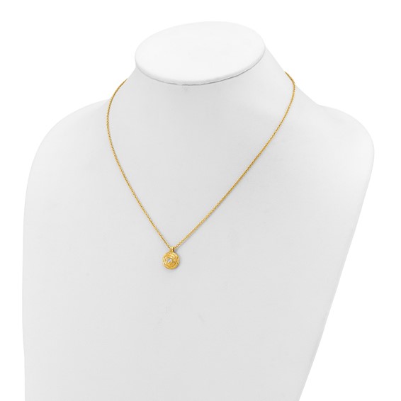 Herco 14K Textured Diamond Round 16 Inch with 2 Inch Extension Necklace