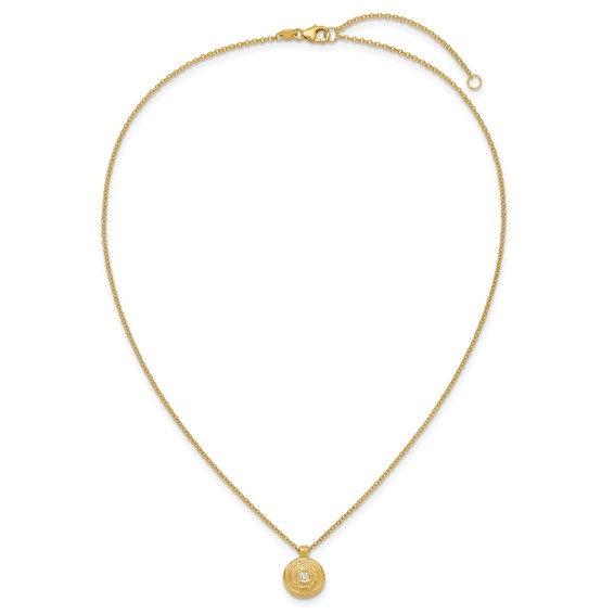 Herco 14K Textured Diamond Round 16 Inch with 2 Inch Extension Necklace