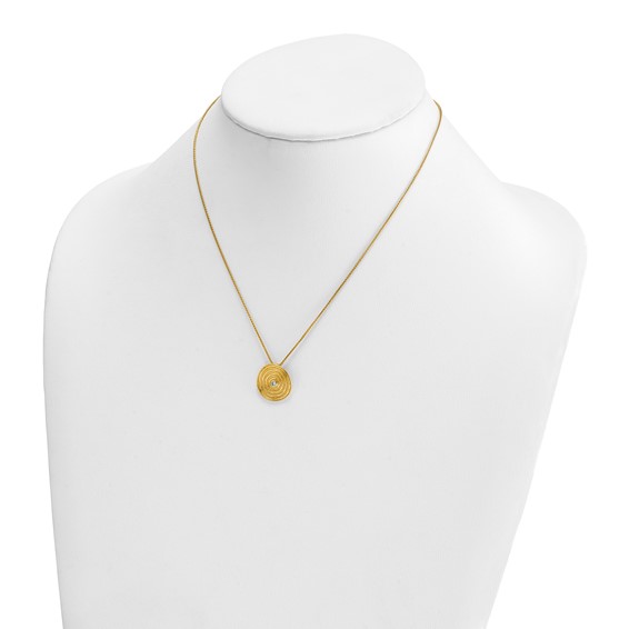 Herco 14K Textured Diamond Circle Swirl Disc 16 Inch with 2 Inch Extension Necklace