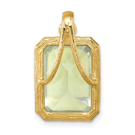 Herco 14K Polished and Textured Diamond and Green Quartz Pendant