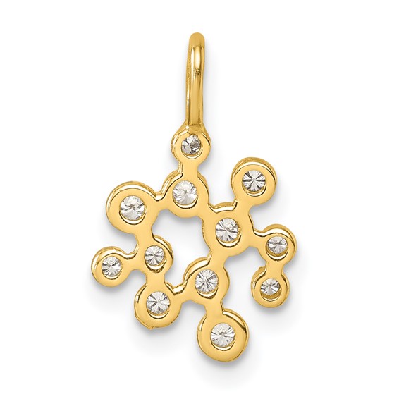 Herco 14K Polished and Textured Diamond Cluster Pendant