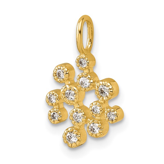Herco 14K Polished and Textured Diamond Cluster Pendant