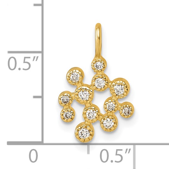 Herco 14K Polished and Textured Diamond Cluster Pendant