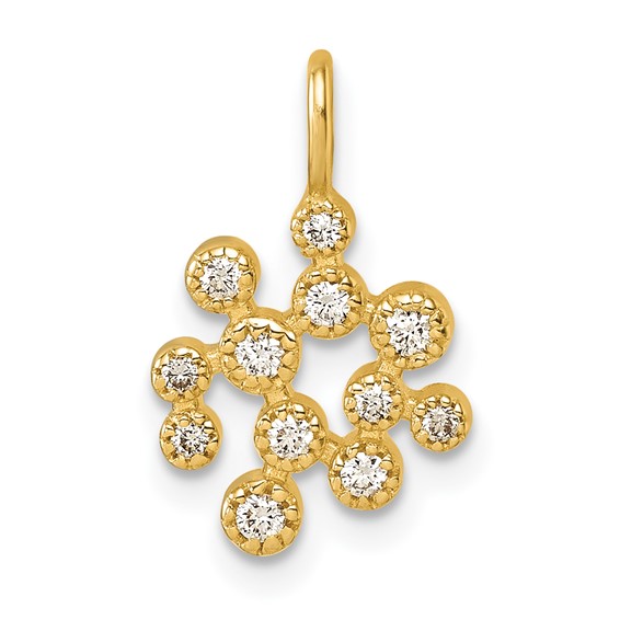 Herco 14K Polished and Textured Diamond Cluster Pendant