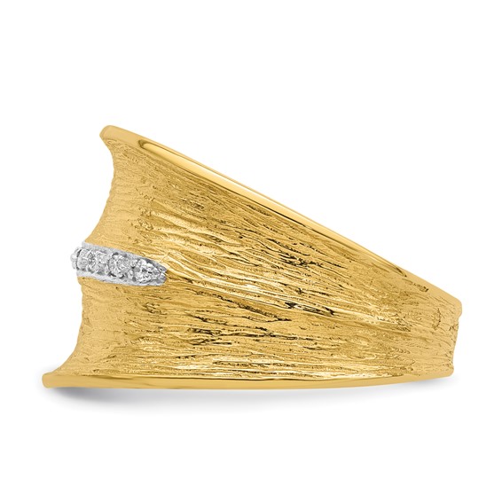 Herco 14K with White Rhodium Polished and Textured Diamond Ring