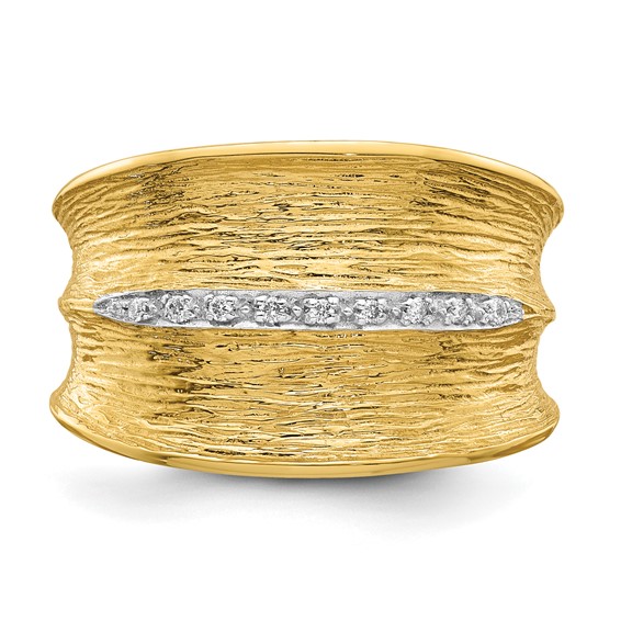 Herco 14K with White Rhodium Polished and Textured Diamond Ring