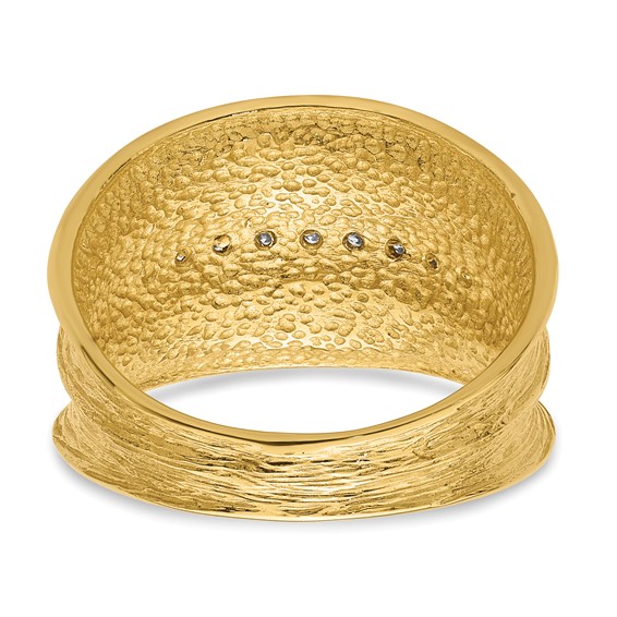 Herco 14K with White Rhodium Polished and Textured Diamond Ring