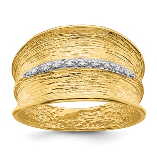 Herco 14K with White Rhodium Polished and Textured Diamond Ring