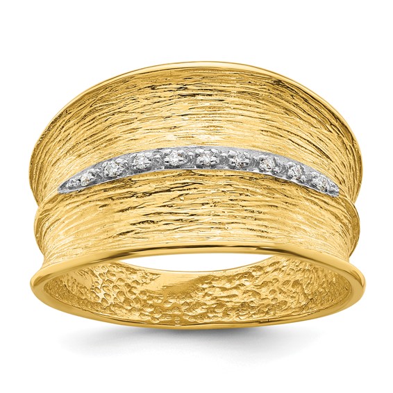 Herco 14K with White Rhodium Polished and Textured Diamond Ring
