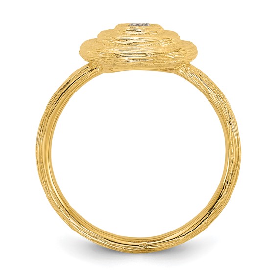 Herco 14K Polished and Textured Diamond Circle Ring