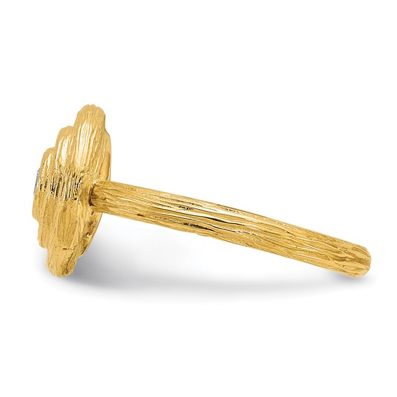 Herco 14K Polished and Textured Diamond Circle Ring