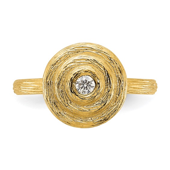 Herco 14K Polished and Textured Diamond Circle Ring