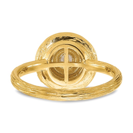 Herco 14K Polished and Textured Diamond Circle Ring