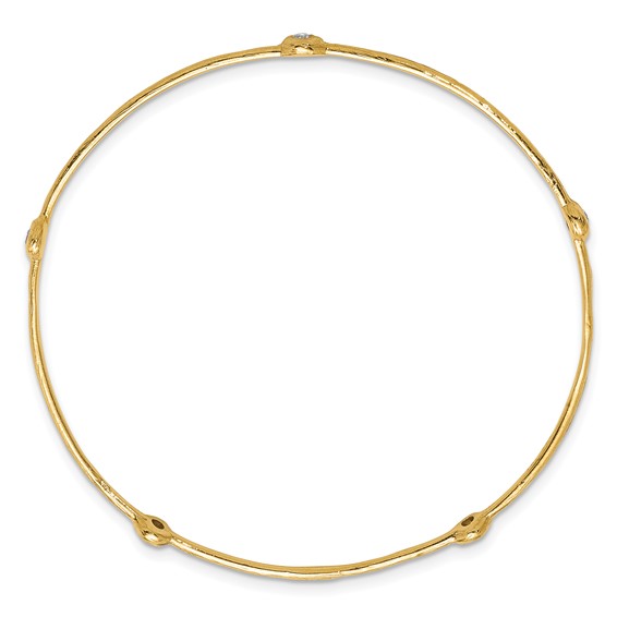 Herco 14K Polished & Textured Diamond Slip-on Bangle