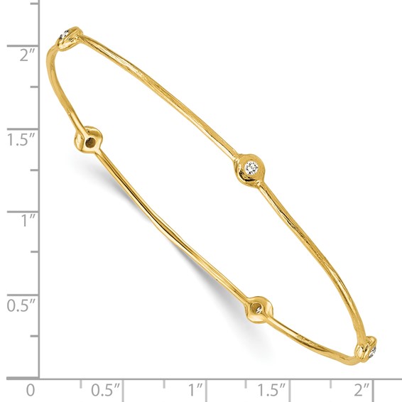 Herco 14K Polished & Textured Diamond Slip-on Bangle
