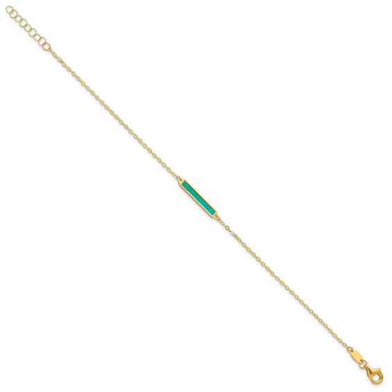 Herco 14K Polished Teal/White Mother of Pearl Reversible Bar with 1 Inch Extension Bracelet