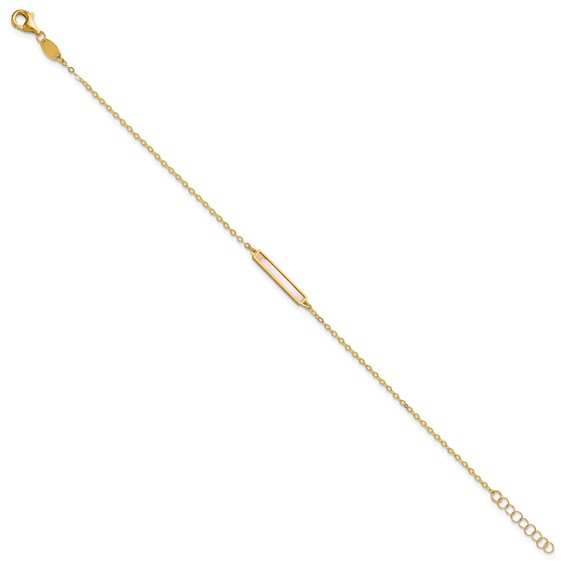 Herco 14K Polished Teal/White Mother of Pearl Reversible Bar with 1 Inch Extension Bracelet