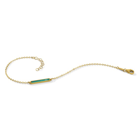 Herco 14K Polished Teal/White Mother of Pearl Reversible Bar with 1 Inch Extension Bracelet
