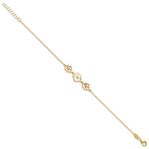 HERCO Gold Pink & White Mother of Pearl Flower Bracelets