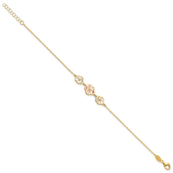 HERCO Gold Pink & White Mother of Pearl Flower Bracelets