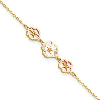 HERCO Gold Pink & White Mother of Pearl Flower Bracelets