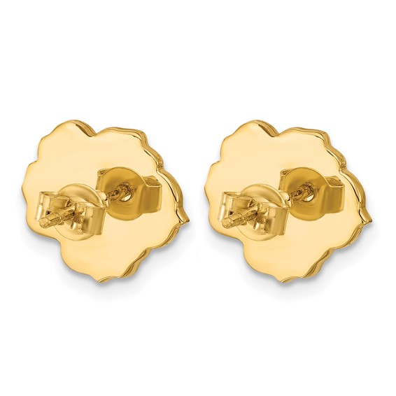 Herco 14K Polished and Beaded Pink Mother of Pearl Flower Post Earrings